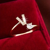 ieftine Inele-1 buc Inel For Pentru femei Zirconia cubică Transparent Zilnic Cadou Concediu Articole de ceramică Scrisă