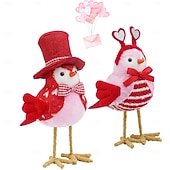 cheap Valentine's Day-Lovebird Figurines - Glam Plush Bird Statues Suitable for, Wedding, - Romantic / Decorative Ornaments with Heart Accents, Plush Bird Statues
