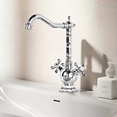 Недорогие Смесители для раковины в ванной-Ванная раковина кран - Вращающийся Хром Внешнее крепление Две ручки одно отверстиеBath Taps