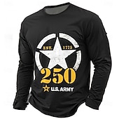  4. Juli 2026 250. Jahrestag Memorial Day Herren 3D Druck US-Flagge Crew Neck Langarm T-Shirt Freizeit Tagesstraß