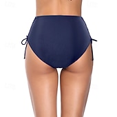 Χαμηλού Κόστους Μπικίνι σλιπ-Γυναικεία Μαγιό 2 κομμάτι Προκλητικό Μαγιό Κορδόνι Διακοπές Ρούχα παραλίας Συμπαγές Χρώμα Αμάνικο Μαγιό