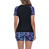 levne Surfovací tankiny a bikiny-Dámské Ochrana proti vyrážce Plavky 2 ks S potiskem Ultra lehký (UL) Ochrana proti UV záření Elastický Krátký rukáv Plavky Surfování Šnorchlování Jaro