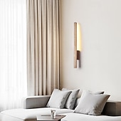 economico Luci da parete-Applique da parete in travertino in stile nordico, lampada da parete lineare in pietra naturale, lampada da tavolo lunga, lampada da comodino minimalista, corridoio del soggiorno e della camera da