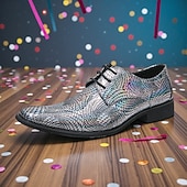 preiswerte Männer Schuhe-Männer Mardi Gras farbenfrohe schillernde Schlangenprint Anzugschuhe metallic grün und lila Schnürdesign stylisch und mutig ideal für Karneval und festliche Feiern