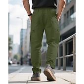 economico Pantaloni cargo-Per uomo Pantaloni Cargo Pantaloni Coulisse Elastico in vita Multi-tasche Tinta unica Antivento Comodità Quotidiano All'aperto Ferie Streetwear Elegante Nero Verde militare