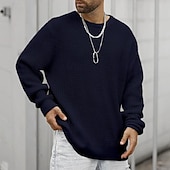 abordables Men's Pullover Sweater-Men's Sweater Pullover Sweater Jumper Ribbed Knit Regular Tops Knitted Slim Fit Plain Crew Neck Knitwear Contemporary Casual Daily Wear Clothing Apparel All Seasons Black White M L XL