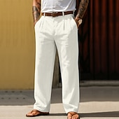 levne podnikání-Pánské Bavlněné plátěné kalhoty Kalhoty Letní kalhoty Volné kalhoty Plážové kalhoty Kapsy Pevná barva Pohodlné Prodyšné Denní Venkovní Plážové prázdniny Módní Černá Bílá Neelastické