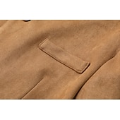 baratos Jaquetas de Suede Sintético-Homens jaqueta leve Jaqueta casual Jaqueta de camurça sintética Para Noite Macio Fivela Primavera &amp; Outono Casual Colarinho Chinês Padrão Cáqui Claro Preto Azul Marinha cáqui Verde Tropa Casaco
