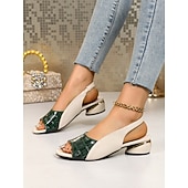 voordelige Hakken Sandalen-Dames Dagelijks Blokhak Open teen Elegant Imitatieleer Leegloper Zwart Rood Licht Bruin