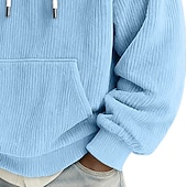 tanie podstawowe bluzy męskie-Męskie Bluza z Kapturem Sztruks Bluza z kapturem Bluza z kapturem na zamek błyskawiczny Morelowy Czarny Biały Jasnozielony Rumiany róż Kaptur Równina Kieszeń kangurka Teksturowany Codzienny Sport i