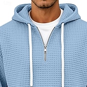 cheap Basic Hoodies-Men's Hoodie Waffle Hoodies Pullover Hoodie Sweatshirt Quarter Zip Hoodie Apricot Wine Red White Light Green Navy Blue Hooded Plain Patchwork Color Block Textured Casual Daily Sports &amp; Outdoor