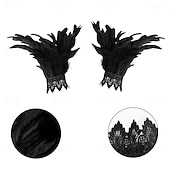 abordables Accesorios-Carnaval 2026 Accesorios de Samba del Carnaval de Río Puños de Muñeca de Plumas Negras para Mujeres Puños de Raso de Encaje Disfraz de Actuación Festival Brasil