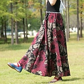 economico Gonne grafiche-Per donna Moda Casual Maxi Vita Alta Gonne Floreale Stampato Micro-elastico Quotidiano Streetwear Rosso Blu marino Blu Verde scuro Primavera Poliestere