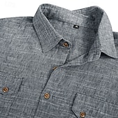 voordelige Klassiek-Voor heren Overhemd Linnen overhemd Zomer overhemd Strand Kleding Effen Kleur Casual Vakantie blauw Marineblauw Hemelsblauw Abrikoos Korte mouw Overhemdkraag Zomer Lente Kleding