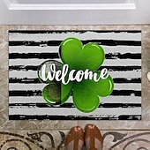 billige Dørmatter-Dørmatte til St. Patricks dag, irsk firkløverdesign, gulvmatte til inngangsparti, festlig grønt kløverdørteppe til St. Patricks dag-feiring.