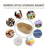 economico Portagioie e porta trucchi-eleganti cestini ovali in tessuto intrecciato con corda - organizer da scrivania pieghevoli e decorativi per cosmetici e snack &amp;chiavi con elegante design a forma di barca, senza stampa, facile