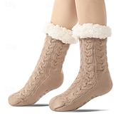 abordables refrigeración calefacción-Calcetines de cachemira ultra gruesos para mujer, calcetines de casa suaves y antideslizantes con agarre, calcetines navideños cálidos y acogedores, calcetines de invierno suaves e inherentes.