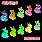 economico Pasqua-100 pezzi mini coniglietti pasquali in resina figure di conigli luminosi animali in miniatura ornamento per micro decorazioni da giardino delle fate riempitivi per uova di Pasqua bomboniere forniture