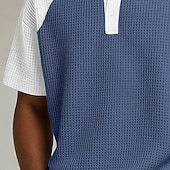 voordelige Wafelgebreid T-shirt-Heren Wafel T-shirt T-shirt Korte mouw Henley Zomer Lente Lente zomer Effen Kleur Met Textuur Modieus Ontwerper Casual Kleurenblok Gebreid Casual Dagelijks Buiten Licht Blauw Lichtgroen Paars Top