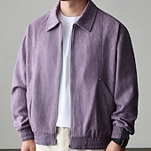 abordables Vestes Décontractées-Homme Veste Légère Veste Décontractée Quotidien Extérieur Avec Poches Printemps Automne Uni Streetwear Élégant Col Rabattu Régulier Violet Vert Gris foncé Veste