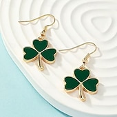 olcso Szent Patrik napja-1 pár Szent Patrik-napi fülbevaló nőknek, divatos, lógós zöld lóhere alakú ír fesztiválékszer, ünnepi ajándék