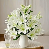 cheap Artificial Flower-18 Head Artificial Lily Flowers - Elegant Faux Blooms, Perfect for Weddings, Parties, Christmas, Thanksgiving Decorations, Living Room, Bedroom, Dining Table Styling, and Instagram-Inspired Home Decor