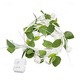 cheap Battery String Lights-1.8M 48 LED Beads Artificial Rose Vine String Lights, Waterproof with Timer, AAA Battery Box, Indoor/Outdoor Bedroom, Living Room, Garden, Party, Wedding, Holiday Decoration