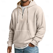economico felpe con cappuccio da uomo di base-Per uomo Felpa con cappuccio Felpa con cappuccio a nido d'ape Blu Nero Verde chiaro Verde militare Viola Con Cappuccio Semplice Tasca a marsupio Sport &amp; Outdoor Casuale Quotidiano senza stampa