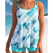 billige Surfing Tankinis og Bikinier-Dame Badedrakt Bikinikjole 2 deler Trykket Ultralett (UL) Elastisk Ermeløs Badetøy Surfing Snorkling Sommer
