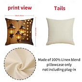 baratos Jogue travesseiros, inserções e capas-Capa de almofada decorativa para o Ramadã e Eid, lua crescente dourada &amp;Almofada de sofá em estilo étnico com estampa de lanternas, decoração para festivais do Oriente Médio, ideal para sala de estar