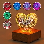ieftine Lumini decorative-1 buc lampă de noapte cu artificii de dragoste 3D alimentată prin USB 11 * 9cm decorativ pentru dormitor living dining atmosferă pentru capul de pat lumini decorative cadouri