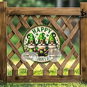 cheap Party Supplies &amp; Decor-St Patrick's Day Leprechaun Wooden Welcome Sign (7.87 Inches X 7.87 Inches) - Festive Shamrock And Golden Pot Design Versatile Indoor/Outdoor Decoration