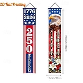 cheap America 250-US 250th Anniversary Patriotic Couplet Banner America 250 Years of Freedom Celebration Flag Door Decoration Red White and Blue Party Decor Semiquincentennial Celebration 4th of July Independence Day