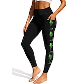  Saint Patrick Femmes leggings de pilates Pantalons de fitness Jambières de gymnastique Poches Droit de timbre Poches Latérales Pilates Salle de sport Entraînement en salle Collants Leggings Bas