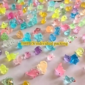 billige påske-100 stk håndlagde gjennomsiktige harpiksdyranheng til påskeeggfyll, enhjørning, kanin, hai, elefant og mer, fargerike minifigurer til festgaver, høytidsdekorasjoner, samleobjekt til hjemmet