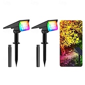 cheap Landscape Lights-Solar Color Changing Spot Lights Outdoor, Waterproof Solar Lights, Multicolor RGB Landscape Spotlight for Garden Yard Driveway Lawn Patio Pathway Christmas Decorations