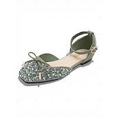 baratos Sapatos femininos-Sapatilhas de ballet femininas verdes com strass - sapatos de festa com laço brilhante no tornozelo para a celebração do Dia de São Patrício e festivais irlandeses. &amp;roupa de festa