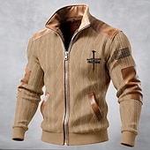 economico Giubbotti Casual-Per uomo Cappotto Invernale Giacca in Pile Giacca Casual Quotidiano All'aperto Calore Termico Jacquard Tasca Autunno Inverno Bandiera Blocco di colori Streetwear Quotidiano Collo alla coreana Regolare