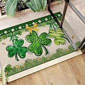 billige Dørmatter-Dørmatte til St. Patricks dag, irsk firkløverdesign, gulvmatte til inngangsparti, festlig grønt kløverdørteppe til St. Patricks dag-feiring.