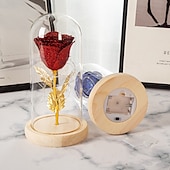 billiga Dekorativa ljus-Moderskapsdag Simulerad Ros LED Dekorativ Nattlampa 21.5 * 11.5CM Gåva till Flickvän Hustru och Mor Glas Lock AAA Batteribox Inomhus Sovrums Ornament Ljus Atmosfärsljus