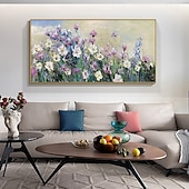 cheap Floral/Botanical Paintings-Handmade Oil Painting Hand Painted Horizontal Abstract Landscape Floral / Botanical Modern Rolled Canvas (No Frame)