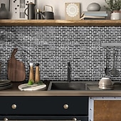 abordables Pegatinas de pared-Azulejos autoadhesivos de mármol para salpicadero, 10 hojas, para cocina, lavadero, caravana, alquiler, 12 x 12 pulgadas