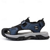 cheap Outdoor Sandals-Men's Navy Blue Sporty Sandals – Lightweight and Durable with Velcro and Adjustable Fit, Perfect for Outdoor Adventures