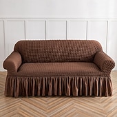 cheap Sofa Cover-Skirted Bubble Tulle Sofa Cover Full Elastic Slipcover Dustproof Non Slip Sofa Protector Cushion Cover Stretchable Sofa Throw for Living Room Furniture