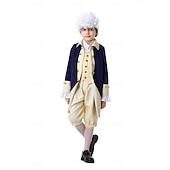  250th Anniversary USA Rococo Baroque Outfits Long Sleeves George Washington Alexander Hamilton Colonial Fancy Dress Boys' Carnival Independence Day 4th of July Kid's Coat Pants Collar