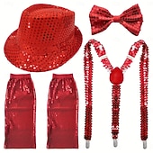 abordables Accesorios y más-Disfraz de carnaval Disfraz de lujo Sombrero de panamá Tirantes con espalda en Y Disco Retro Antiguo Años 80 Lentejuelas Adulto Hombre Mujer Unisexo Víspera de Todos los Santos Carnaval Fiesta