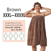 baratos Utensílios de Casa de Banho-Conjunto de saia de banho plus size ajustável e touca de secagem rápida, roupa de banho confortável e prática, perfeita para depois do banho, à beira da piscina e no chuveiro, secagem rápida e ajuste regulável.