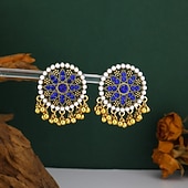 abordables Pendiente de mujer-Mujer Pendientes colgantes Azul Piscina Blanco Rojo Diamante Sintético Legierung Vintage Redondo