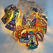 ieftine Acumulatoare-șir de lumini decorative din fier forjat Ramadan Eid 3m-20leds felinar castel stea lună atmosferă lumină decorativă baterie AAA sursă de alimentare USB