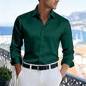 Χαμηλού Κόστους Ανδρικά σατέν πουκάμισα-Ανδρικά Πουκάμισο Σατέν πουκάμισο Επίσημο Πουκάμισο Casual πουκάμισο Πουκάμισο με κουμπιά Πουκάμισο χορού Σκέτο Πάρτι Γάμου Μπλε Απαλό Μαύρο Λευκό Μπλε Ρουά Μακρυμάνικο Πέτο Άνοιξη Όλες οι εποχές